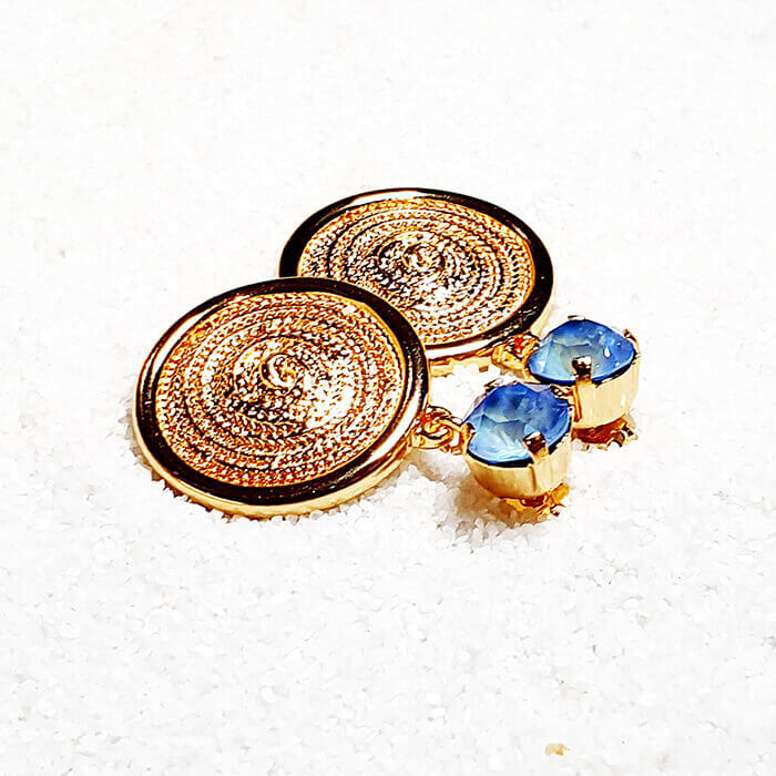 Swarovski Blue Earrings gold drop earrings