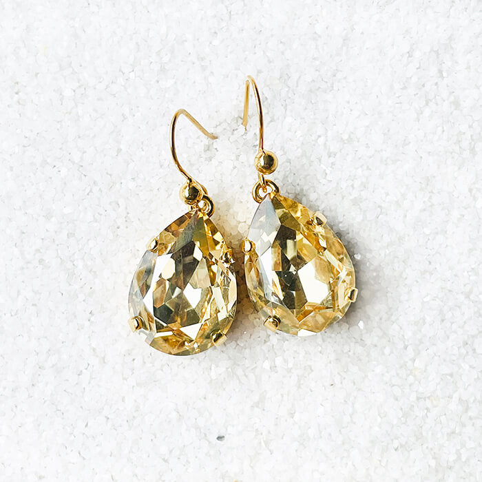 Swarovski Gold Earrings top view