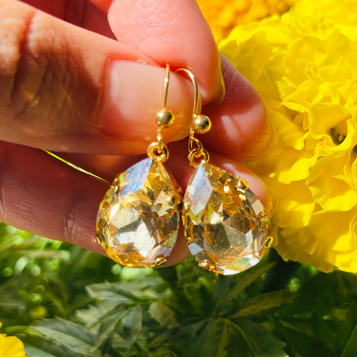 Swarovski Gold Earrings for proportion 