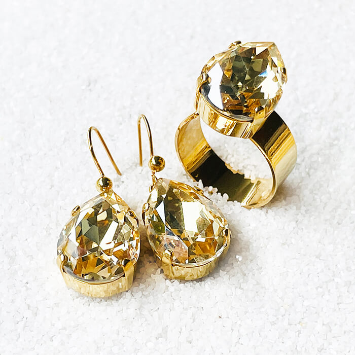 Swarovski Gold Earrings and swarovski gold ring australia