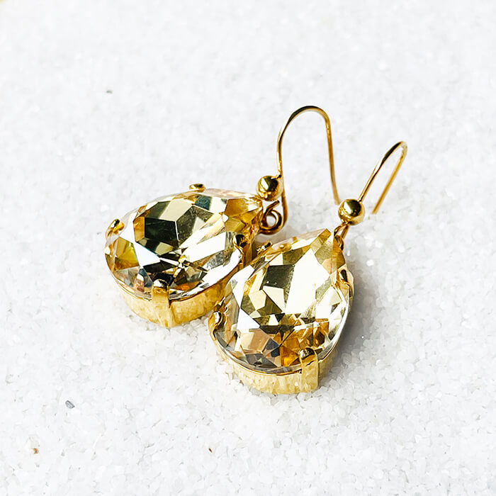 Swarovski Gold Earrings side view