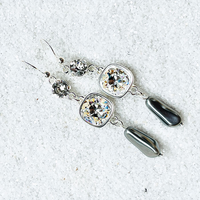 Swarovski Pearl Earrings top view 