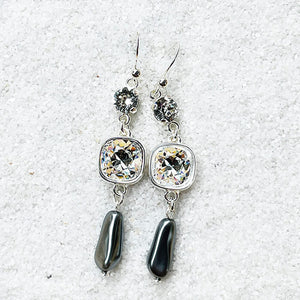 Swarovski Pearl Earrings | Silver Grey Pearl Drop Earrings l Dara ...