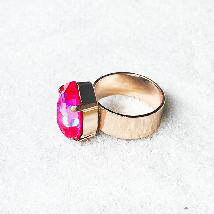 Pink Swarovski Ring side view 