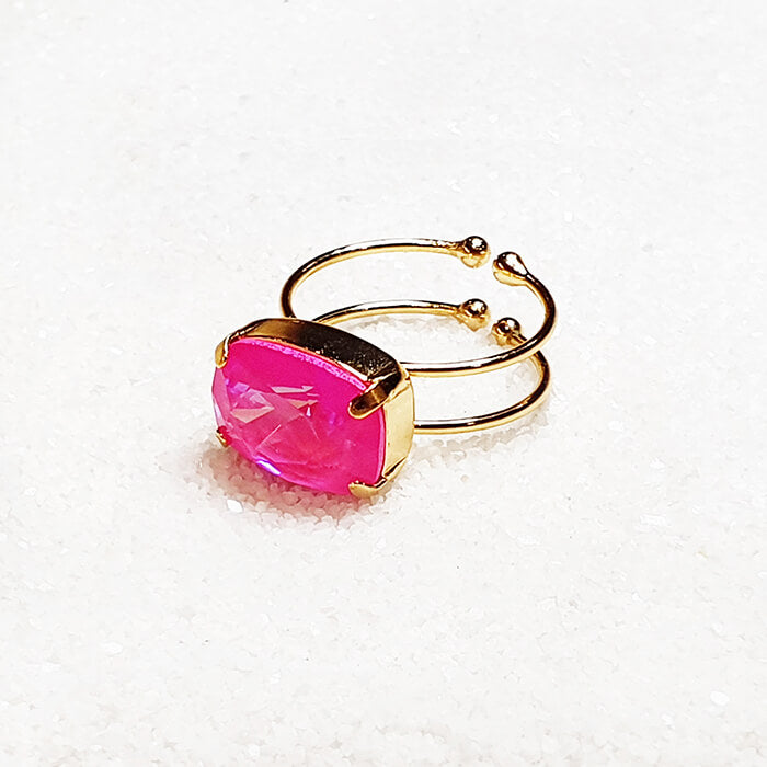 Swarovski Pink Stone Ring with adjustable 24k gold plated adjustable band