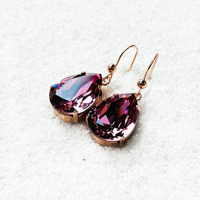 Swarovski Rose Gold Earrings side view
