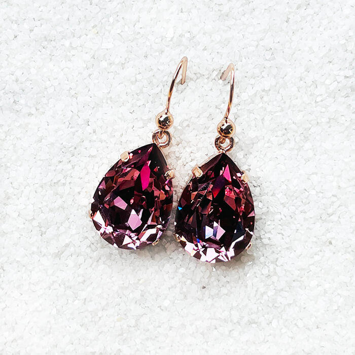 Swarovski Rose Gold Earrings top view 