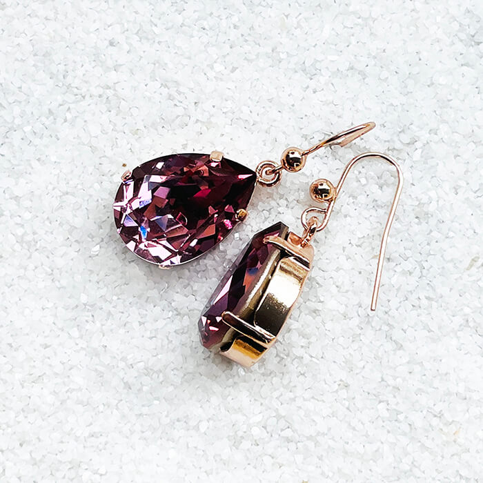 Swarovski Rose Gold Earrings in antique pink swarovski 