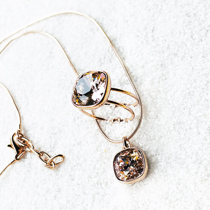 Swarovski Rose Gold Pendant and ring elegant