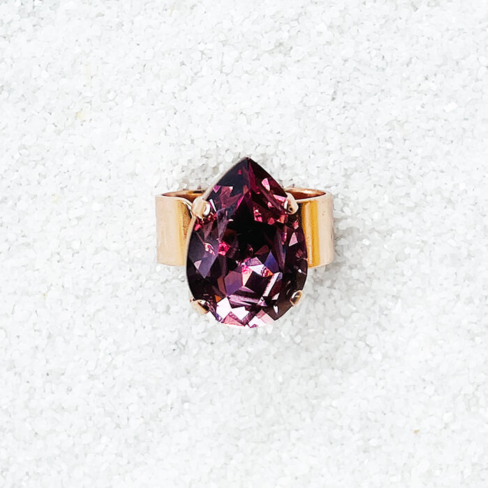 Swarovski Rose Gold Ring pear shaped swarovski