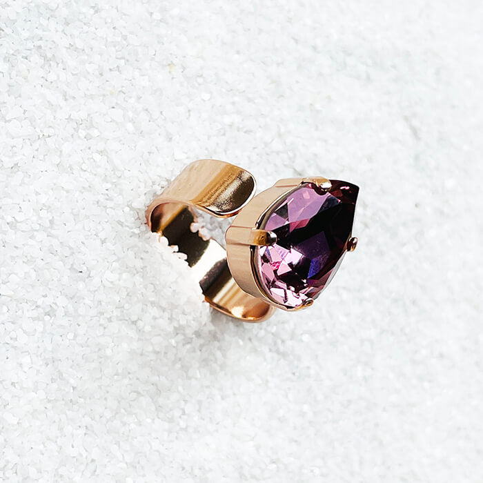 Swarovski Rose Gold Ring pear shaped swarovski 