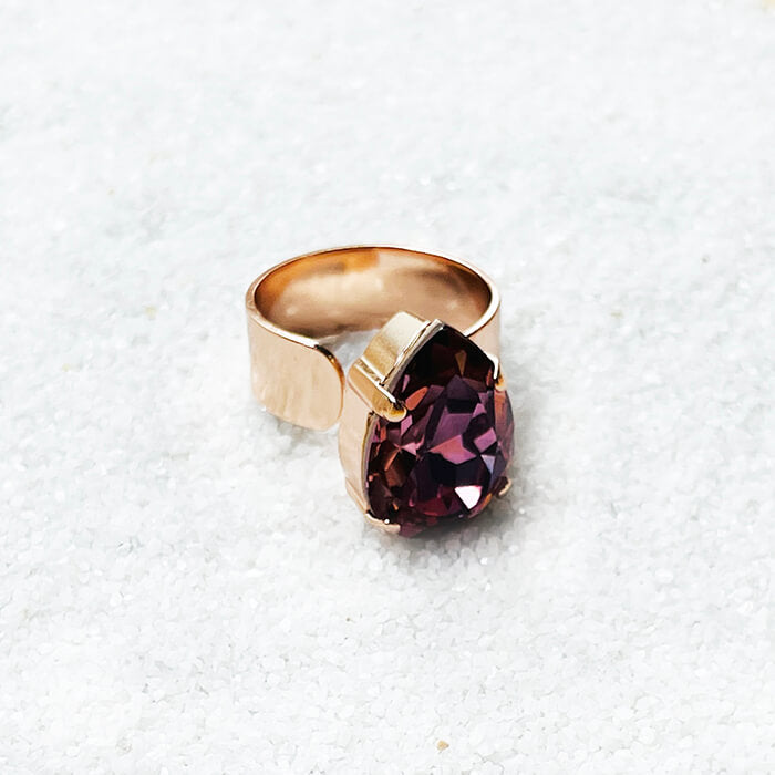 Swarovski Rose Gold Ring pear shaped Swarovski ring 