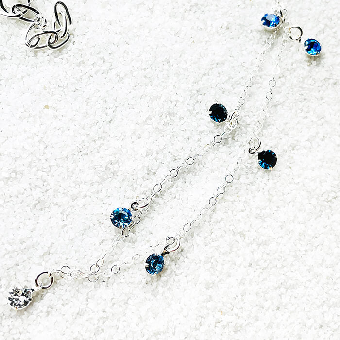 Swarovski Silver Necklace with blue swarovski crystals 