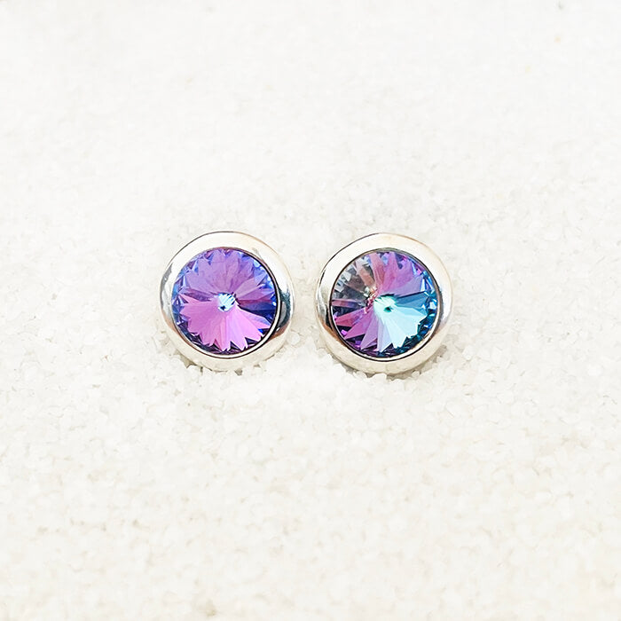 Vitrail Swarovski Crystal Stud Earrings set in silver