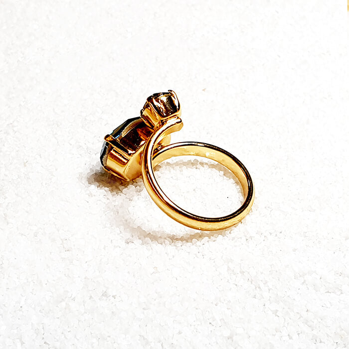 indicolite ring set in adjustable gold band back view