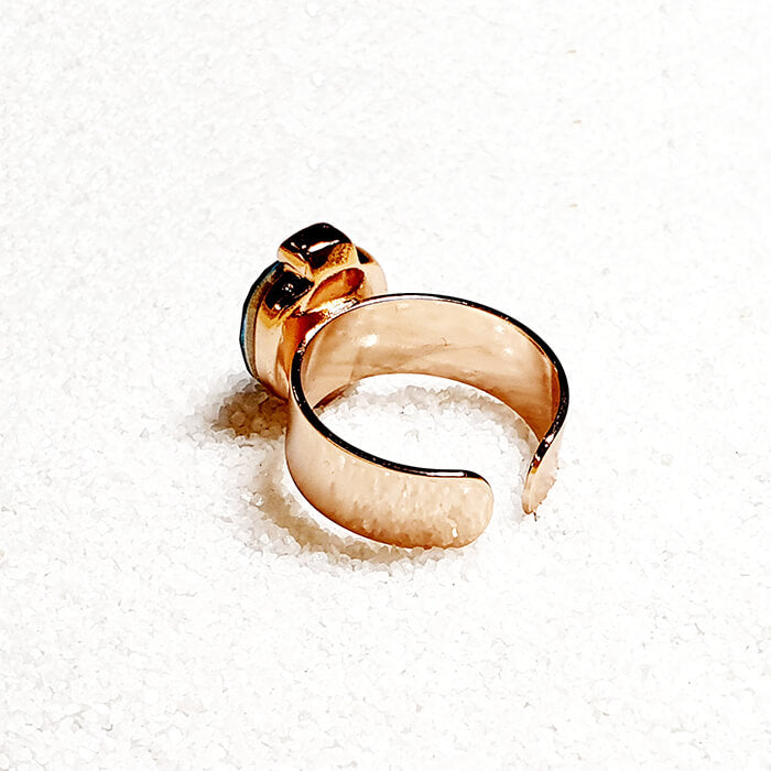 indicolite swarovski crystal adjustable rose gold ring back picture