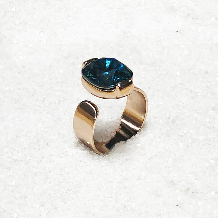 Indicolite Swarovski Crystal Ring Sea Glam Bidiliia