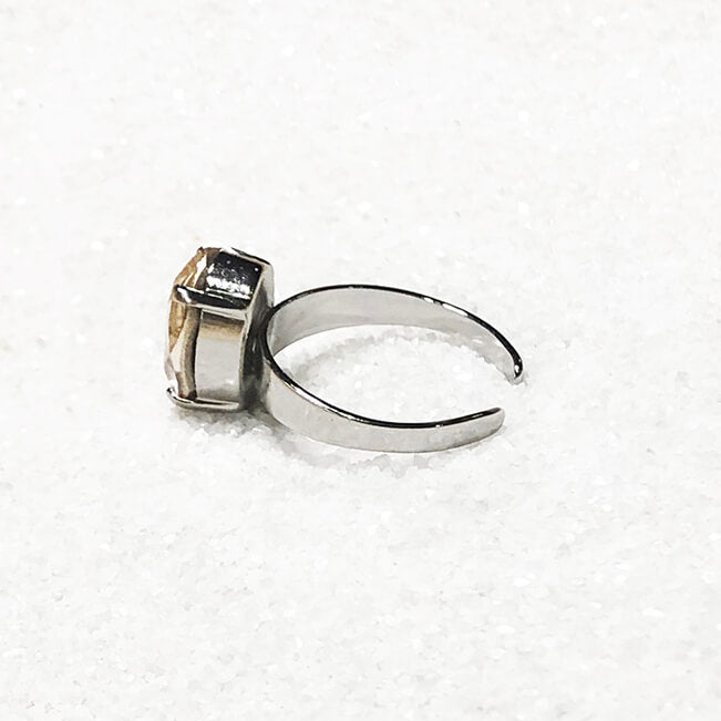 Swarovski Ring | Light Gold Swarovski set in Silver plating half side view