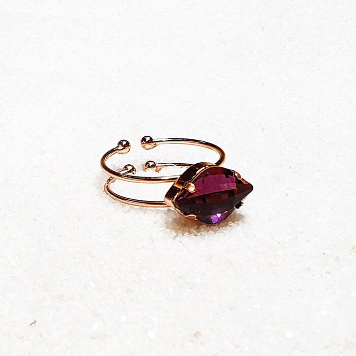 Amethyst Swarovski Ring Elegant 