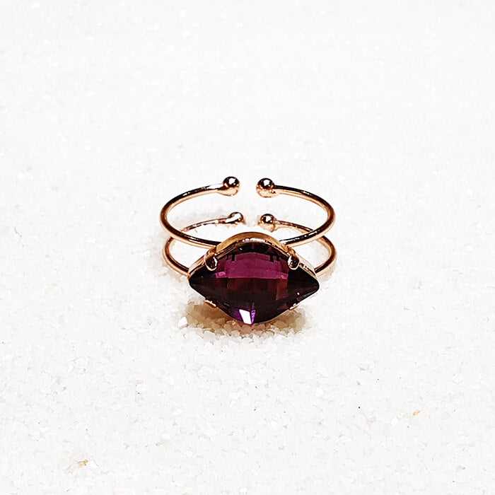 Amethyst Swarovski Ring with Rose Gold Band