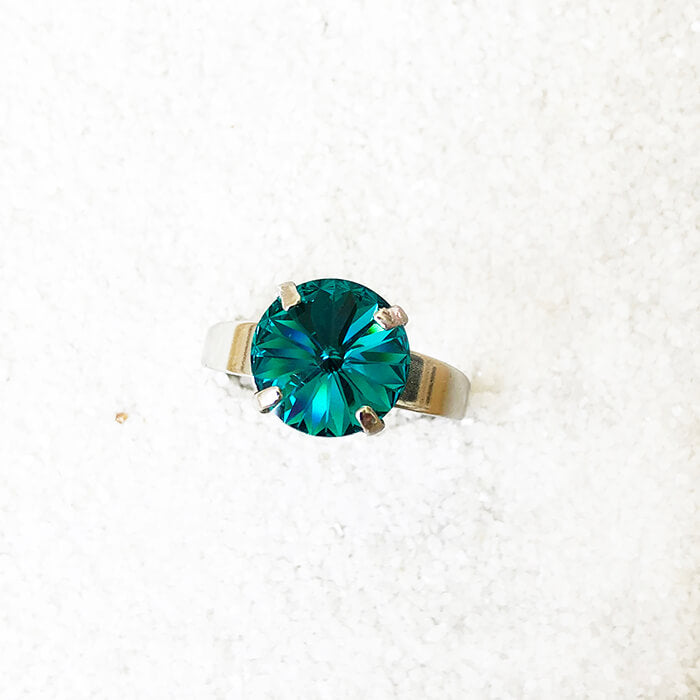 ethical jewellery turquoise and silver sparkly cocktail ring 