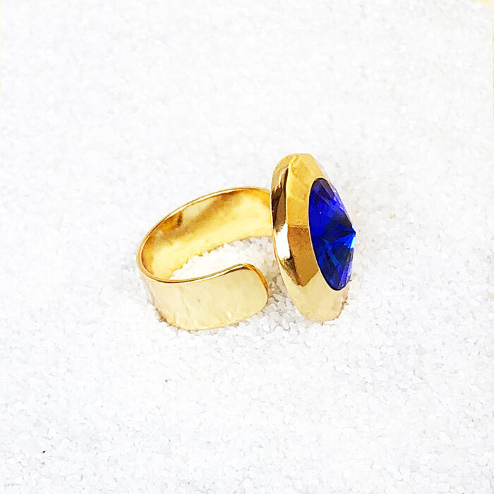 elegant statement ring Blue and Gold 