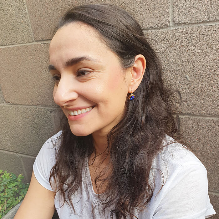 Royal Blue Drop Earrings on model