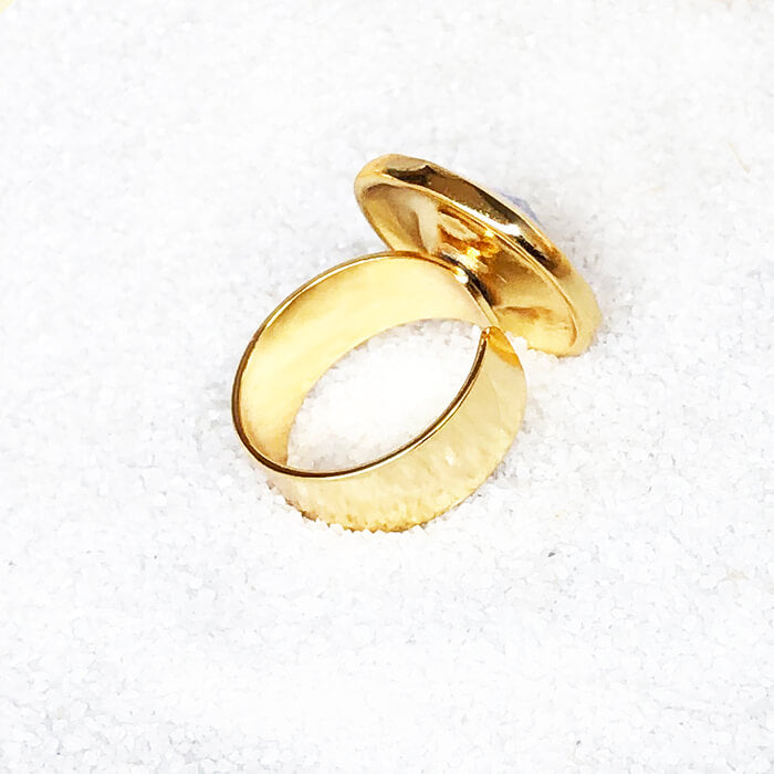 adjustable swarovski crystal statement ring  Blue and Gold 