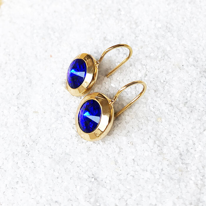 Royal Blue Drop Earrings side view