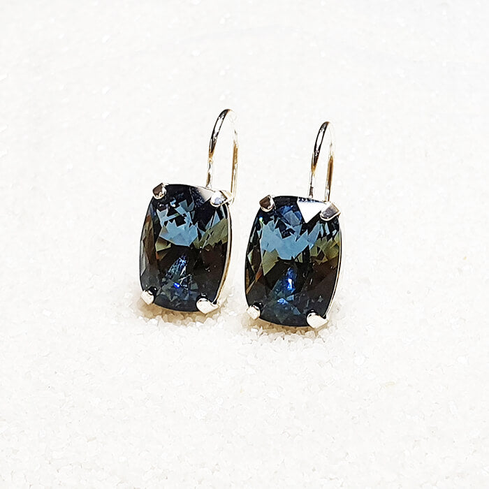Unique Blue Swarovski Crystal Drop Earrings