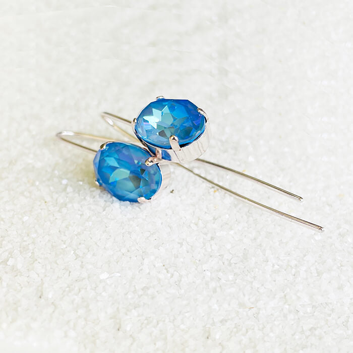 blue swarovski earrings elegant 