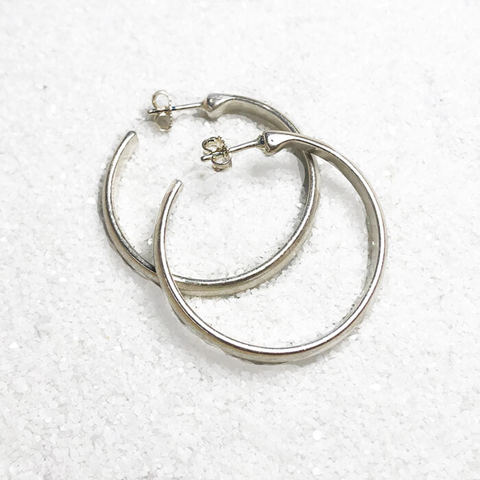 brushed silver hoops unique