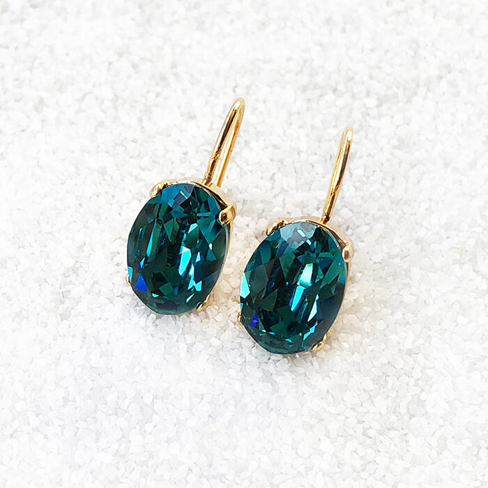 Turquoise Crystal Earrings Swarovski Crystal Turquoise - Etsy
