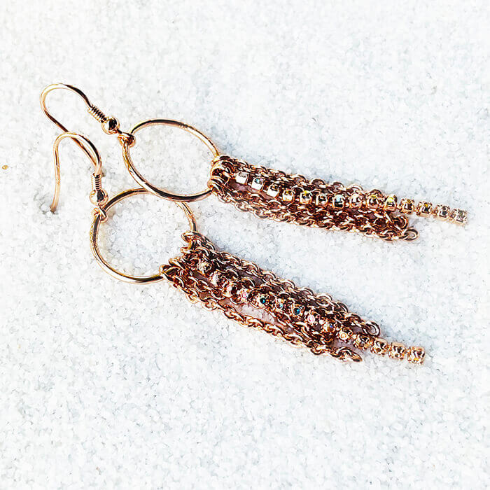 chain drop earrings in rose gold