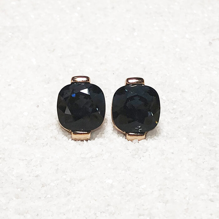 Black Stud Earrings in rose gold finish