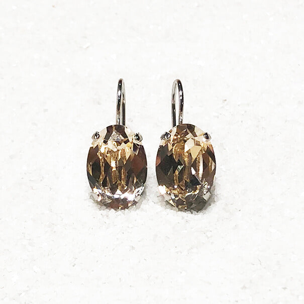 Crystal Earrings with light gold genuine Swarovski crystal set in rhodium Silver
