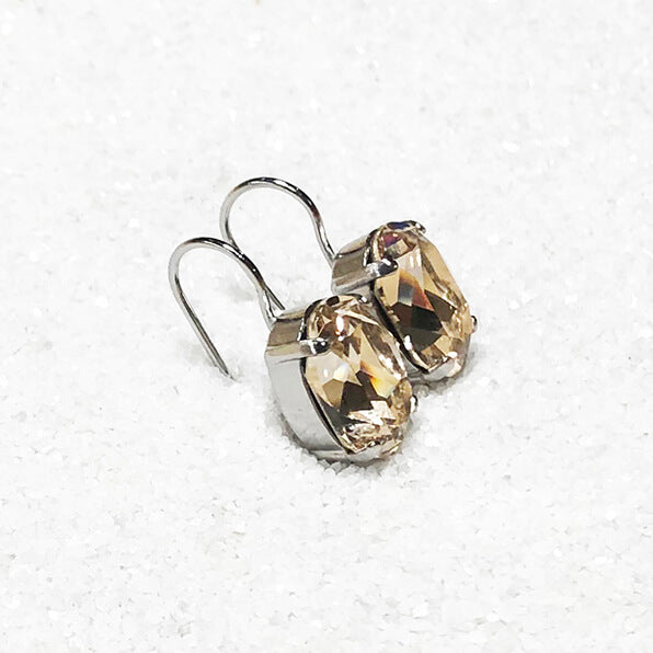 Crystal Earrings with light gold genuine Swarovski crystal set in rhodium Silver ethical jewellery