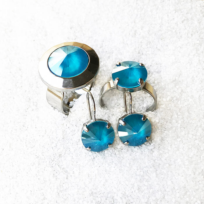 ethical jewellery online unique silver and azure blue swarovski 