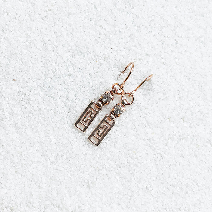 Dainty Drop Earrings with Swarovski Crystal in Rose Gold 