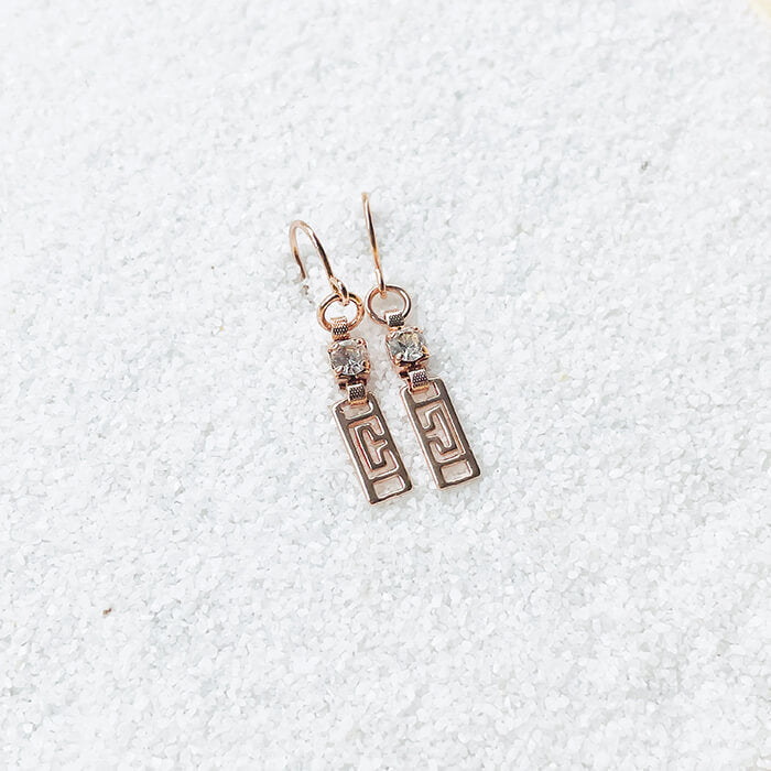 Dainty Drop Earrings with Swarovski Crystal in Rose Gold