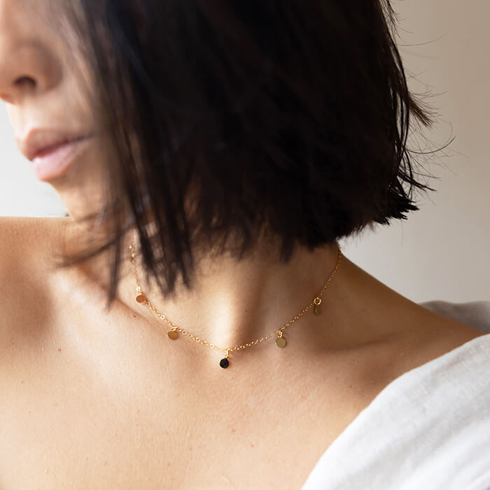 Dainty Gold Necklace on Model