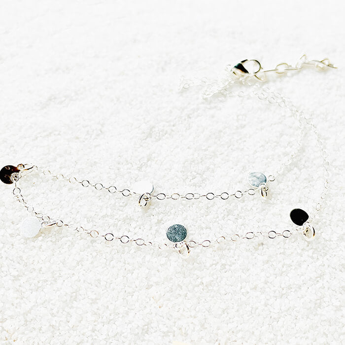 Dainty Silver Necklace with small disc pendants