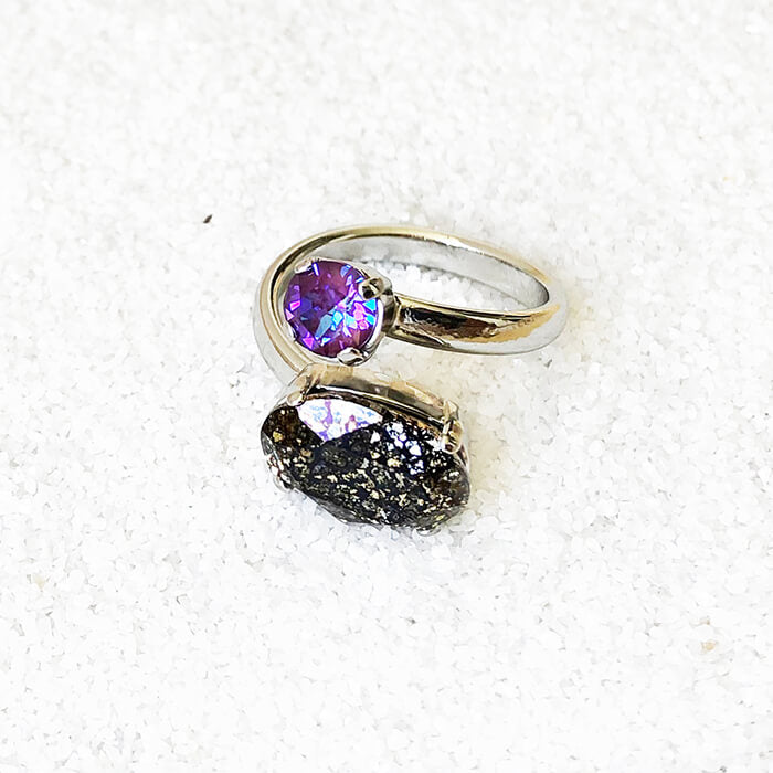 rhodium plated silver and swarovski statement ring ethical rings