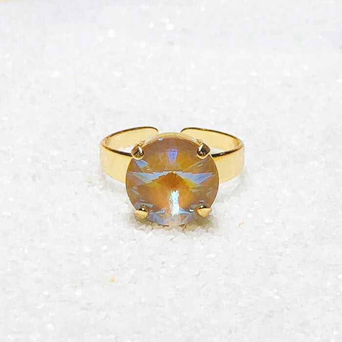 elegant gold on gold swarovski crystal statement ring