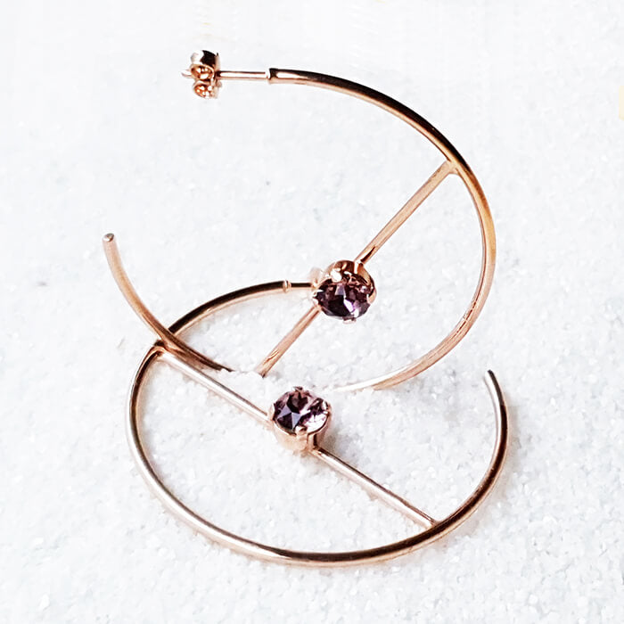 Swarovski rose gold hoop earrings