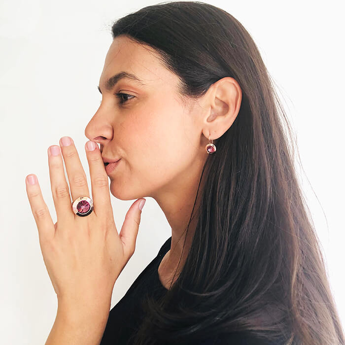 Rose gold and antique pink statement ring 