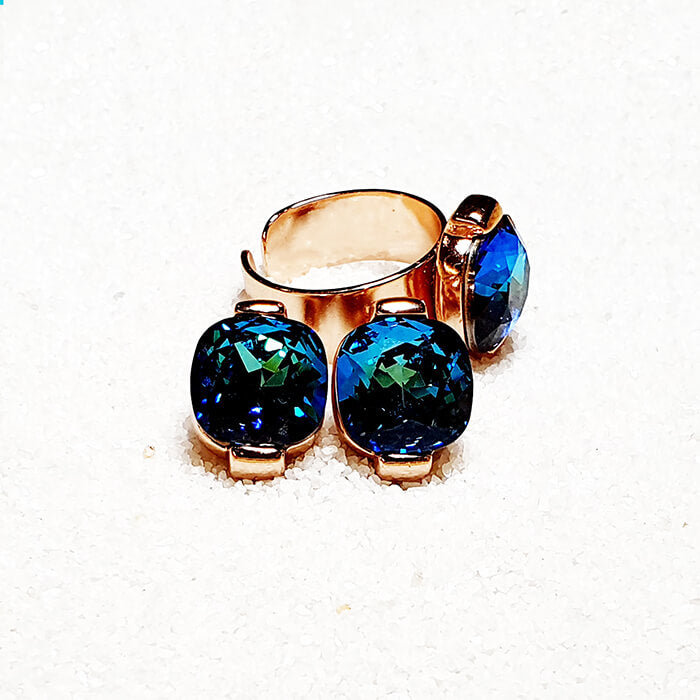 Swarovski Blue Earrings and ring unique 