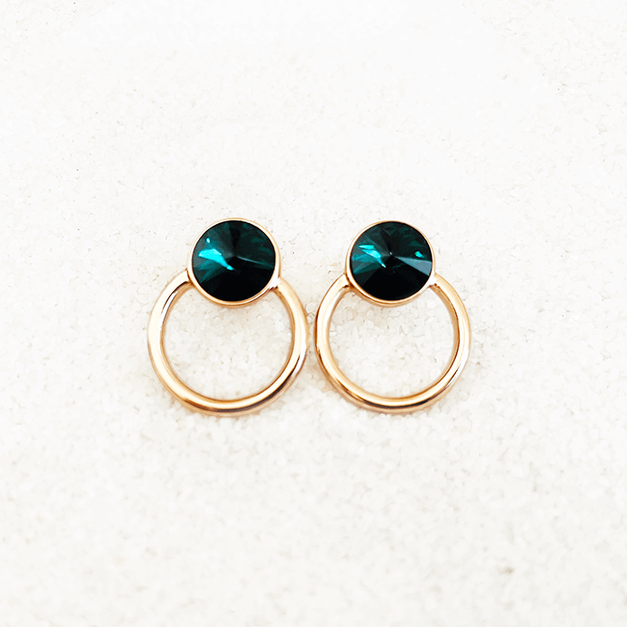 Emerald Green Earrings set in Rose Gold Stud Earrings