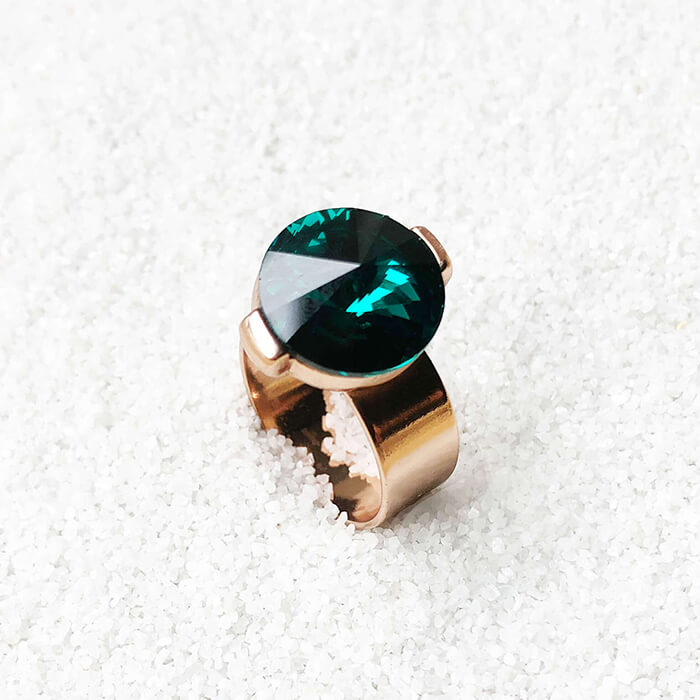 elegant emerald adjustable statement ring rose gold ethical jewellery