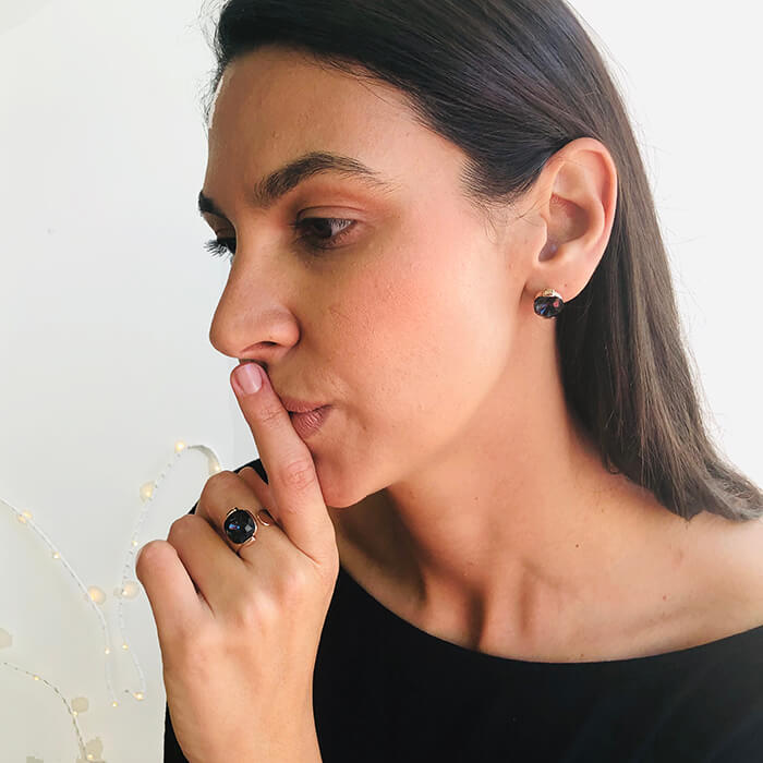 Swarovski Black Ring and earrings